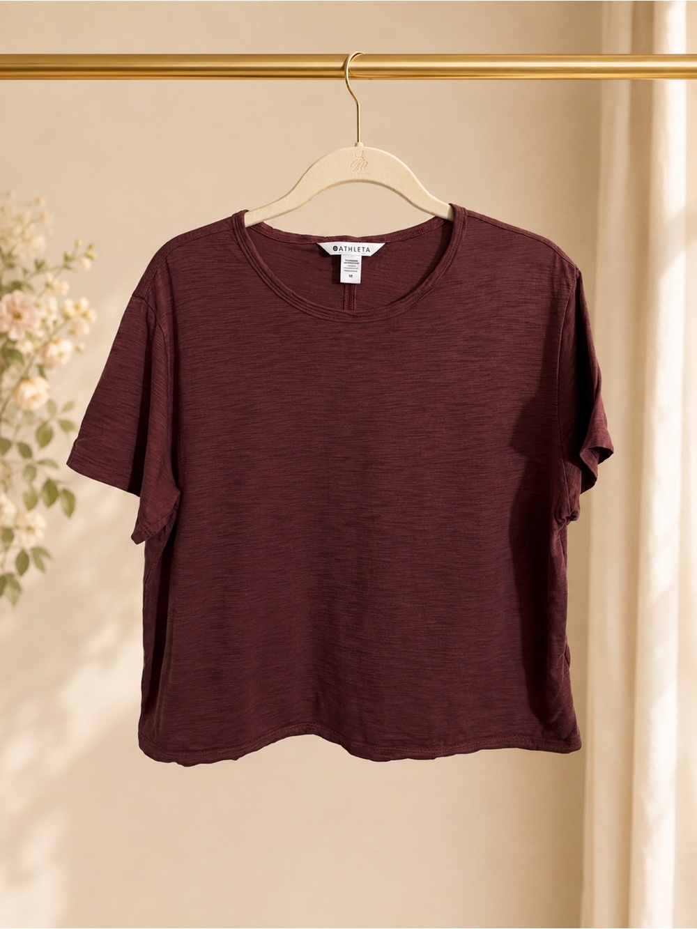 Athleta Essential Slub Tee Rosewood Red Medium Supima Cotton Short Sleeve